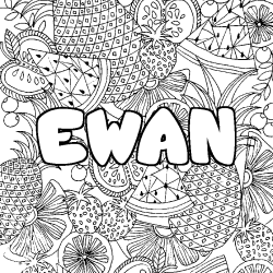 Coloración del nombre EWAN - decorado mandala de frutas