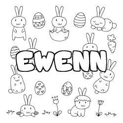 Coloración del nombre EWENN - decorado Pascua