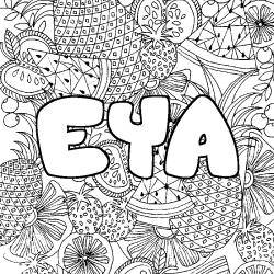 Coloración del nombre EYA - decorado mandala de frutas