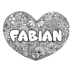 Coloración del nombre FABIAN - decorado mandala de corazón