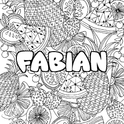 Coloración del nombre FABIAN - decorado mandala de frutas