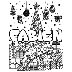 Coloración del nombre FABIEN - decorado árbol de Navidad y regalos