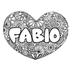 Coloración del nombre FABIO - decorado mandala de corazón