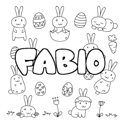 Coloración del nombre FABIO - decorado Pascua