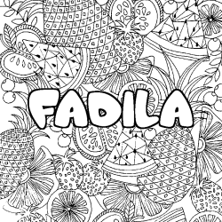 Coloración del nombre FADILA - decorado mandala de frutas