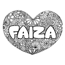 Coloración del nombre FAIZA - decorado mandala de corazón