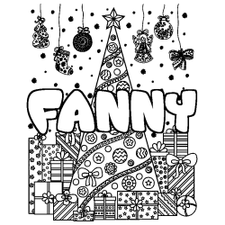 Coloración del nombre FANNY - decorado árbol de Navidad y regalos