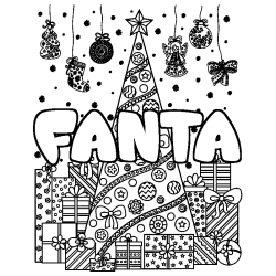 Coloración del nombre FANTA - decorado árbol de Navidad y regalos