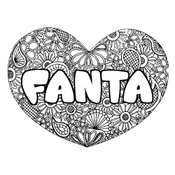 Coloración del nombre FANTA - decorado mandala de corazón