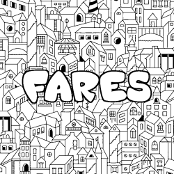 Coloración del nombre FARES - decorado ciudad