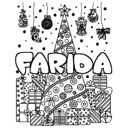 Coloración del nombre FARIDA - decorado árbol de Navidad y regalos