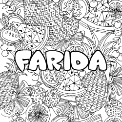 Coloración del nombre FARIDA - decorado mandala de frutas