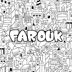 Coloración del nombre FAROUK - decorado ciudad