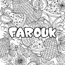 Coloración del nombre FAROUK - decorado mandala de frutas