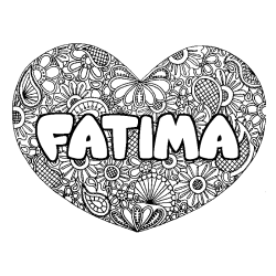 Coloración del nombre FATIMA - decorado mandala de corazón