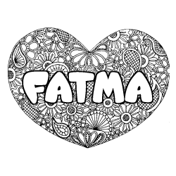 Coloración del nombre FATMA - decorado mandala de corazón