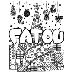 Coloración del nombre FATOU - decorado árbol de Navidad y regalos