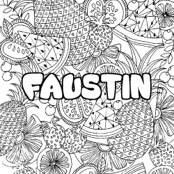 Coloración del nombre FAUSTIN - decorado mandala de frutas