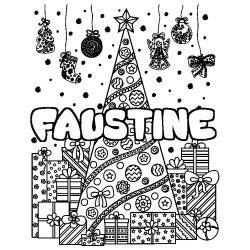 Coloración del nombre FAUSTINE - decorado árbol de Navidad y regalos