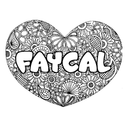 Coloración del nombre FAYCAL - decorado mandala de corazón