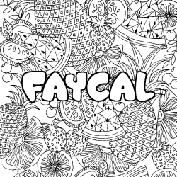 Coloración del nombre FAYCAL - decorado mandala de frutas