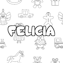 Coloración del nombre FELICIA - decorado juguetes