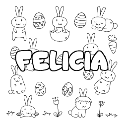 Coloración del nombre FELICIA - decorado Pascua