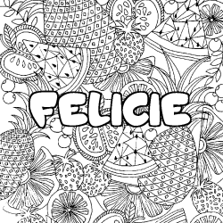 Coloración del nombre FELICIE - decorado mandala de frutas