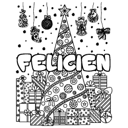 Coloración del nombre FELICIEN - decorado árbol de Navidad y regalos