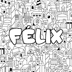 Coloración del nombre FÉLIX - decorado ciudad