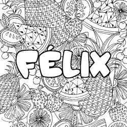 Coloración del nombre FÉLIX - decorado mandala de frutas