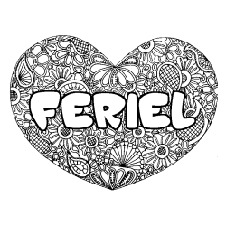 Coloración del nombre FERIEL - decorado mandala de corazón