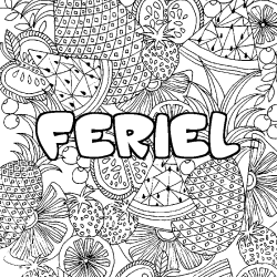 Coloración del nombre FERIEL - decorado mandala de frutas