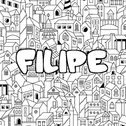 Coloración del nombre FILIPE - decorado ciudad