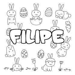 Coloración del nombre FILIPE - decorado Pascua