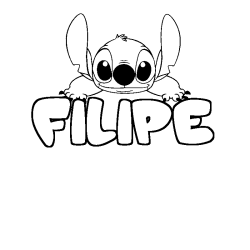 Coloración del nombre FILIPE - decorado Stitch