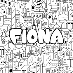 Coloración del nombre FIONA - decorado ciudad