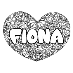 Coloración del nombre FIONA - decorado mandala de corazón