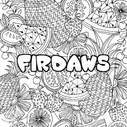 Coloración del nombre FIRDAWS - decorado mandala de frutas