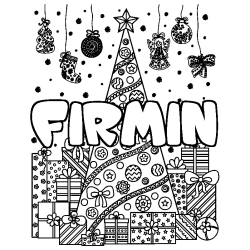 Coloración del nombre FIRMIN - decorado árbol de Navidad y regalos