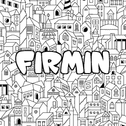 Coloración del nombre FIRMIN - decorado ciudad