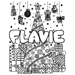 Coloración del nombre FLAVIE - decorado árbol de Navidad y regalos