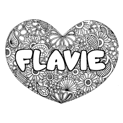 Coloración del nombre FLAVIE - decorado mandala de corazón