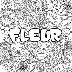 Coloración del nombre FLEUR - decorado mandala de frutas