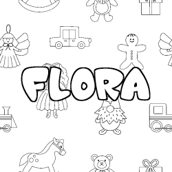 Coloración del nombre FLORA - decorado juguetes