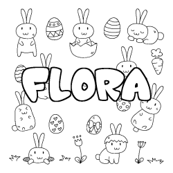 Coloración del nombre FLORA - decorado Pascua