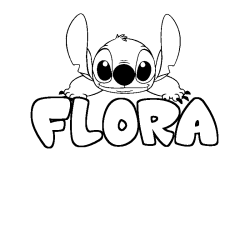 Coloración del nombre FLORA - decorado Stitch