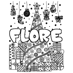 Coloración del nombre FLORE - decorado árbol de Navidad y regalos