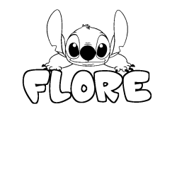 Coloración del nombre FLORE - decorado Stitch