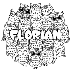 Coloración del nombre FLORIAN - decorado búhos